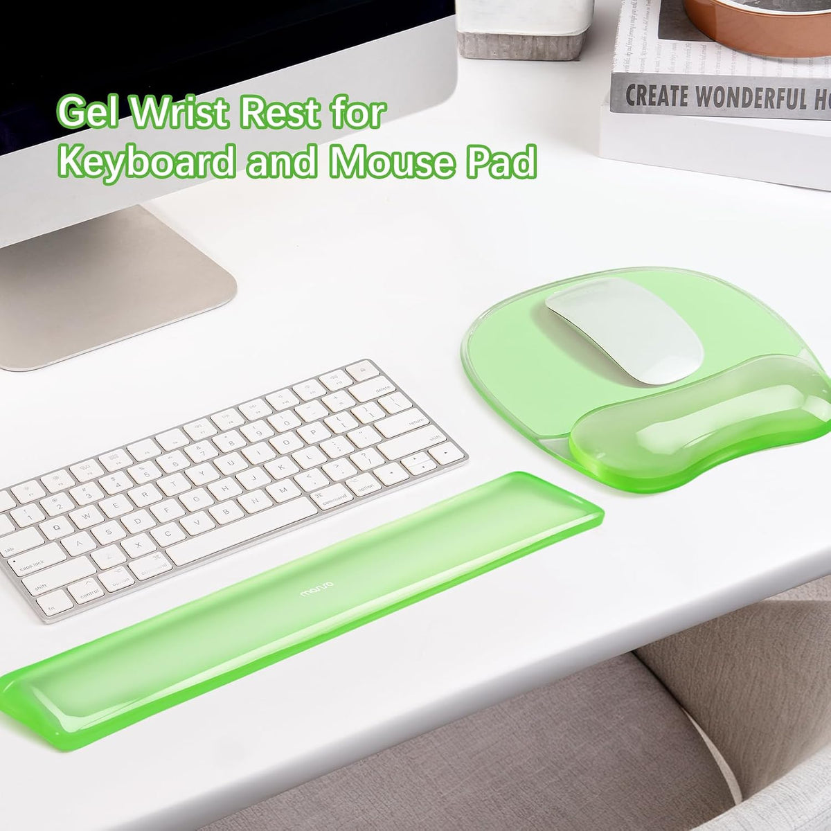 Cooling Gel Wrist Rest Support for Mouse Pad&Keyboard Set, Pink