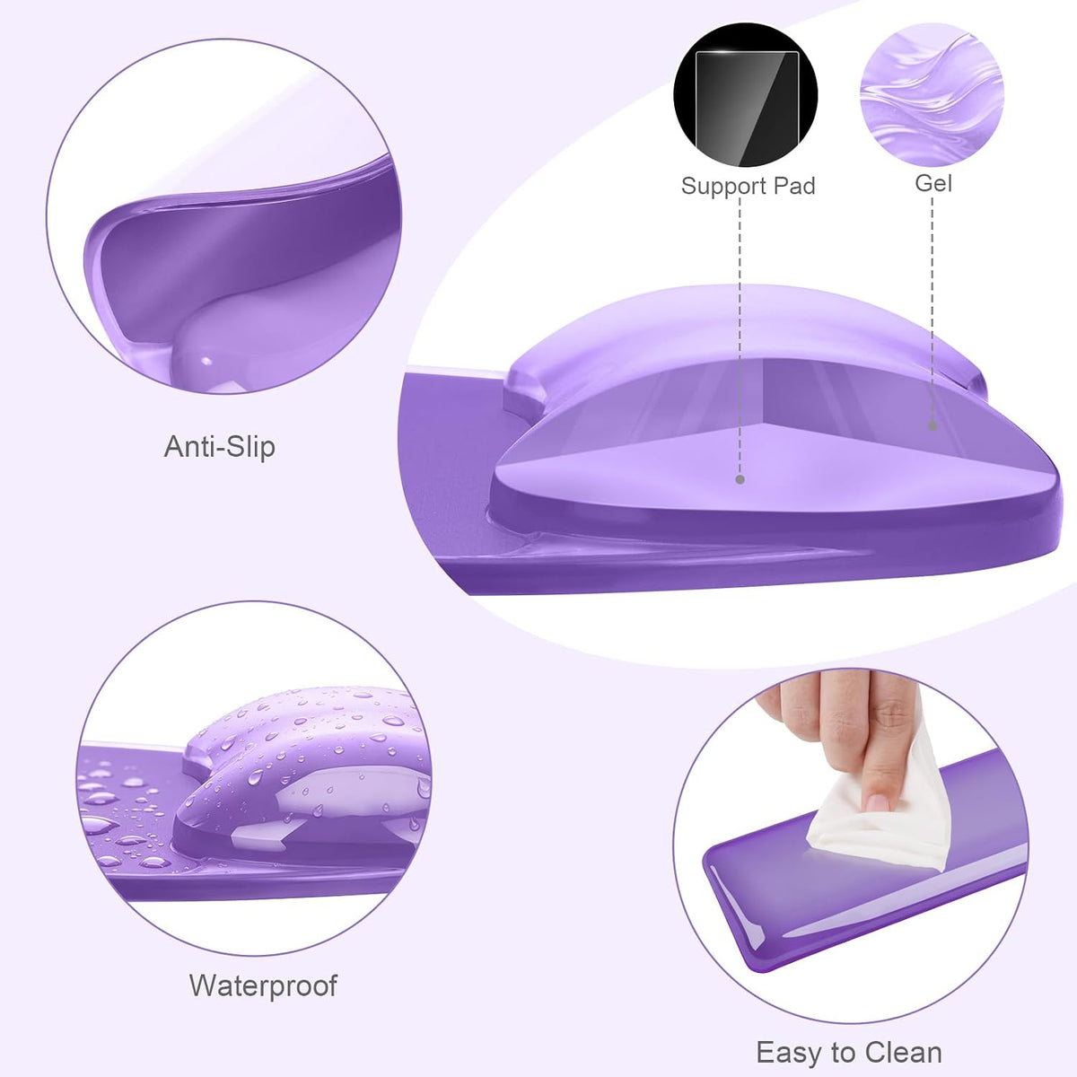 Cooling Gel Wrist Rest Support for Mouse Pad&Keyboard Set, Pink