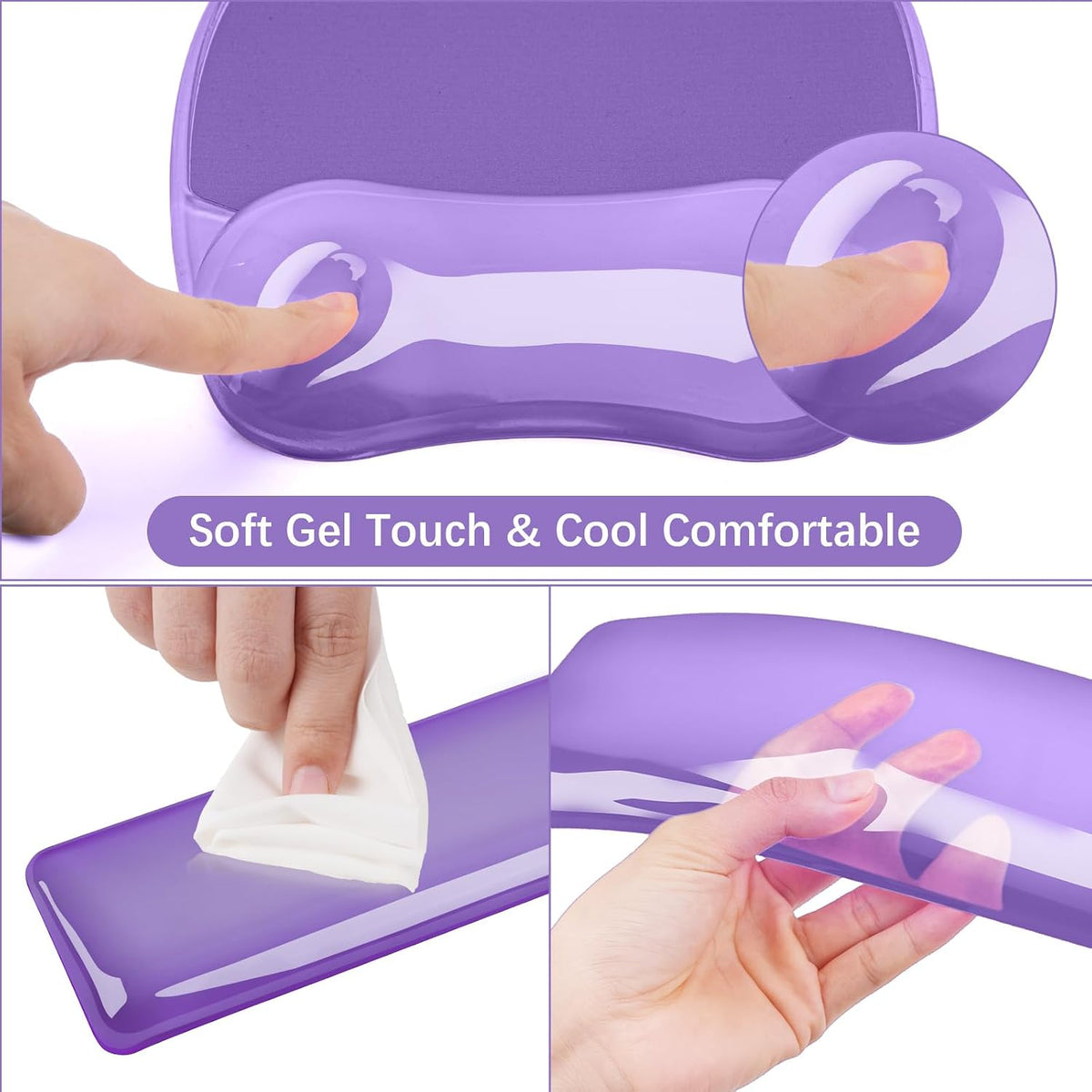Cooling Gel Wrist Rest Support for Mouse Pad&Keyboard Set, Pink