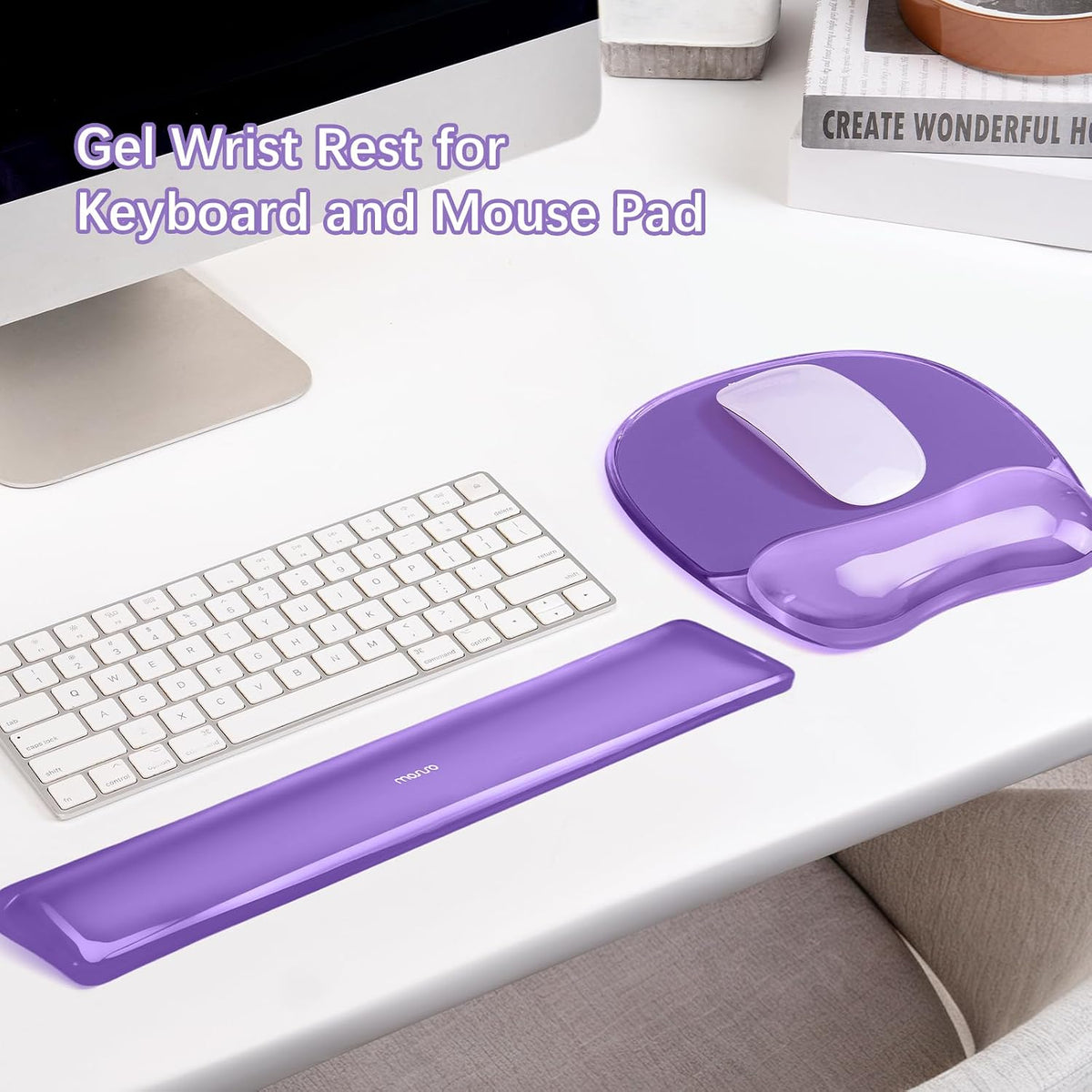 Cooling Gel Wrist Rest Support for Mouse Pad&Keyboard Set, Pink