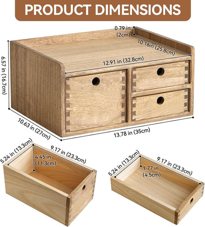 Wooden Desk Organizer 3-Tier Letter Tray and Paper Sorter, Brown