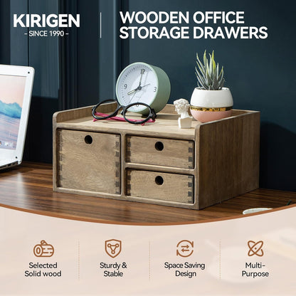 Wooden Desk Organizer 3-Tier Letter Tray and Paper Sorter, Brown