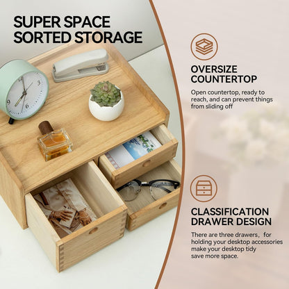 Wooden Desk Organizer 3-Tier Letter Tray and Paper Sorter, Brown
