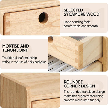 Wooden Desk Organizer 3-Tier Letter Tray and Paper Sorter, Brown
