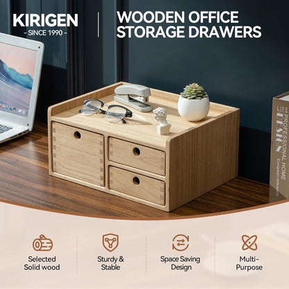 Wooden Desk Organizer 3-Tier Letter Tray and Paper Sorter, Brown