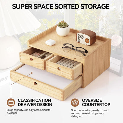 Wooden Desk Organizer 3-Tier Letter Tray and Paper Sorter, Brown