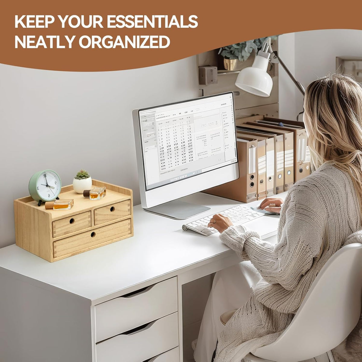 Wooden Desk Organizer 3-Tier Letter Tray and Paper Sorter, Brown