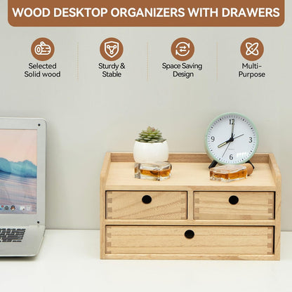 Wooden Desk Organizer 3-Tier Letter Tray and Paper Sorter, Brown