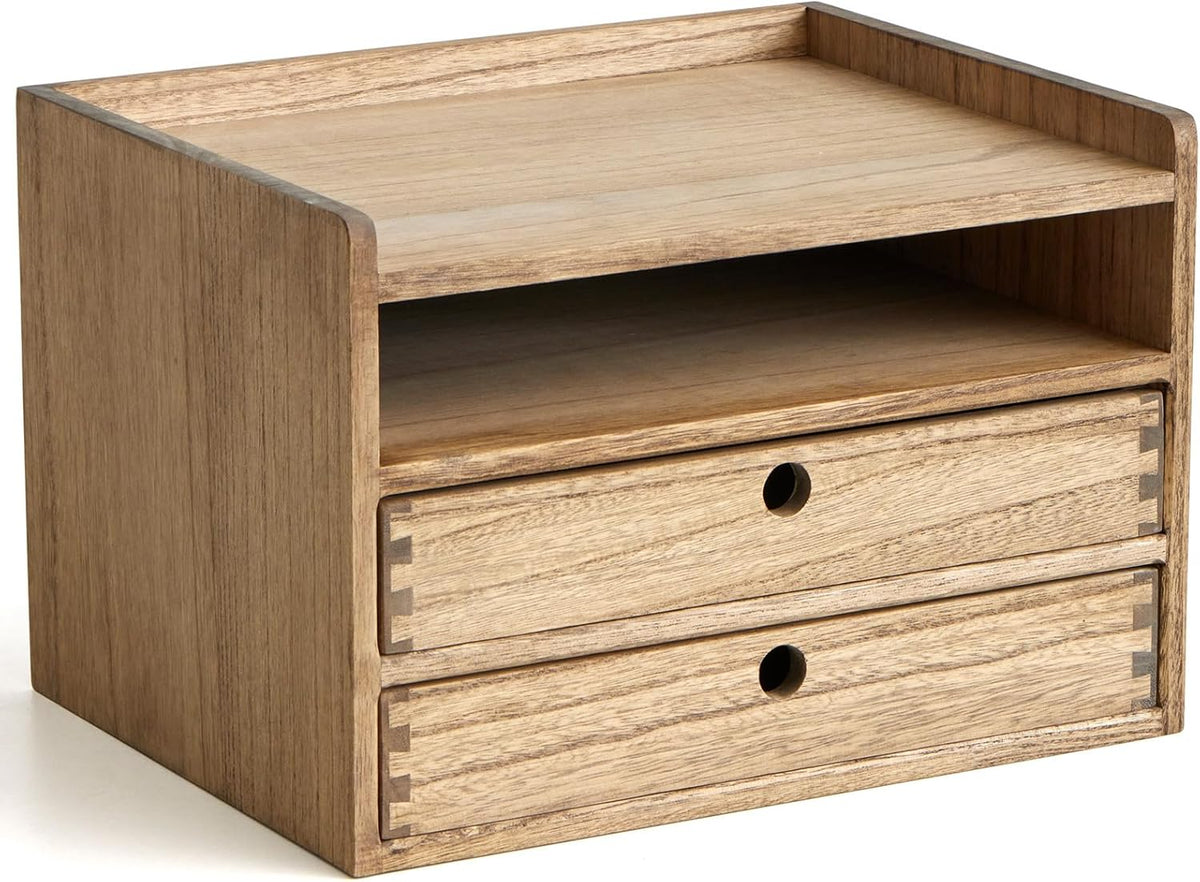 Wooden Desk Organizer 3-Tier Letter Tray and Paper Sorter, Brown