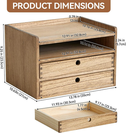 Wooden Desk Organizer 3-Tier Letter Tray and Paper Sorter, Brown