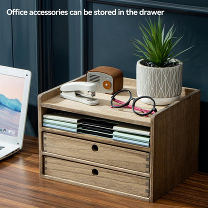 Wooden Desk Organizer 3-Tier Letter Tray and Paper Sorter, Brown