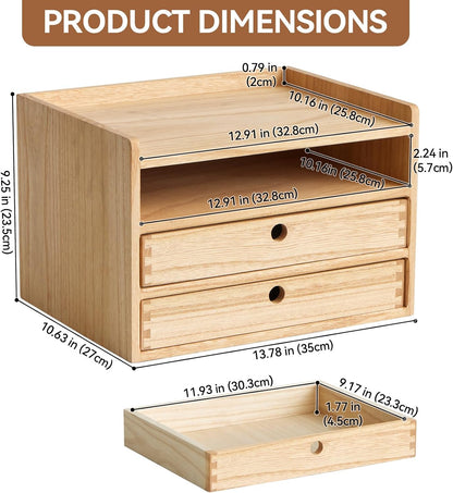 Wooden Desk Organizer 3-Tier Letter Tray and Paper Sorter, Brown