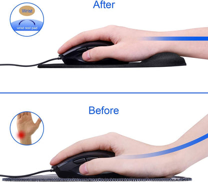 Ergonomic Mouse Pad with Gel Wrist Rest, 9.2 x 8.1 in, Black