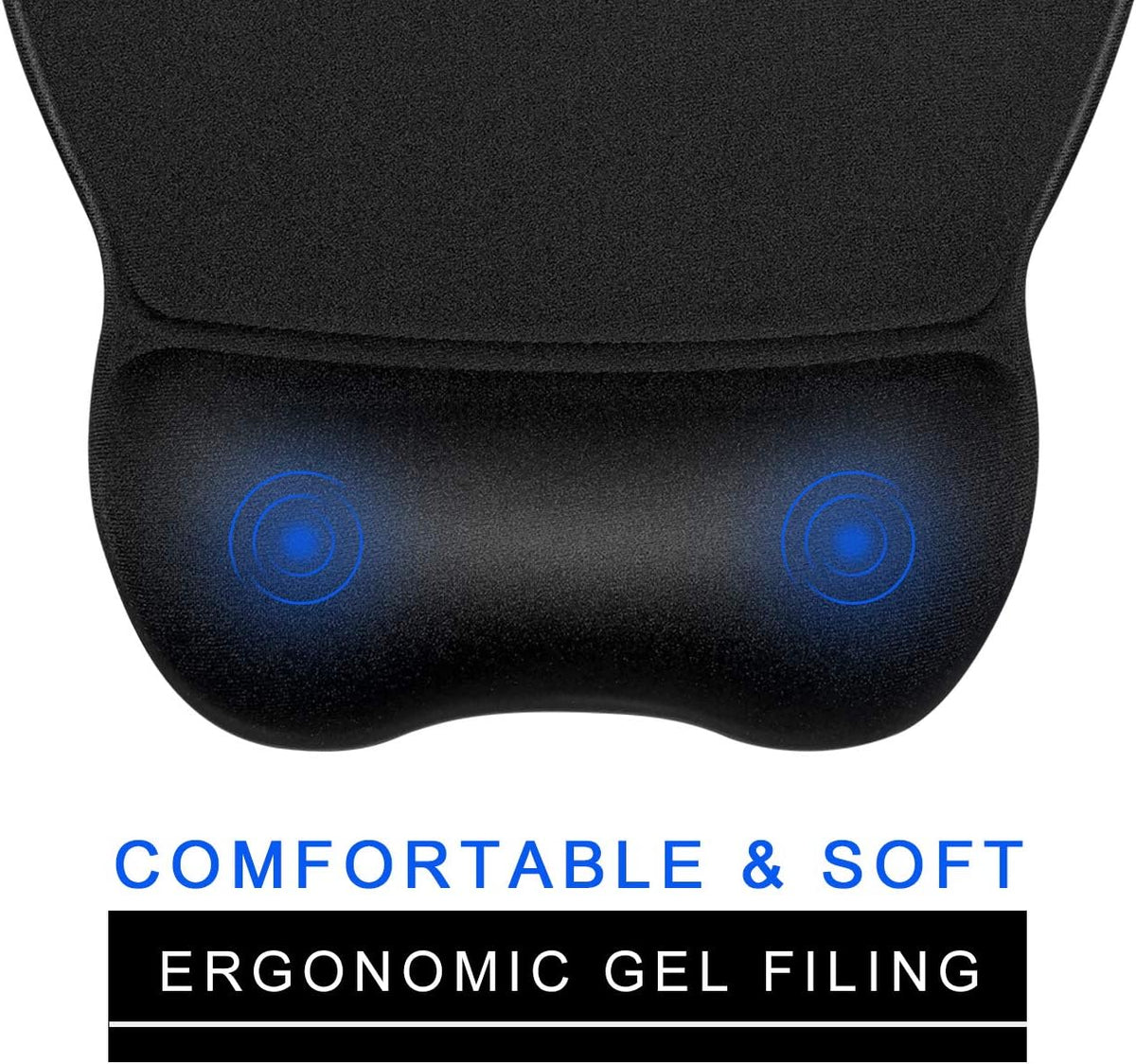 Ergonomic Mouse Pad with Gel Wrist Rest, 9.2 x 8.1 in, Black