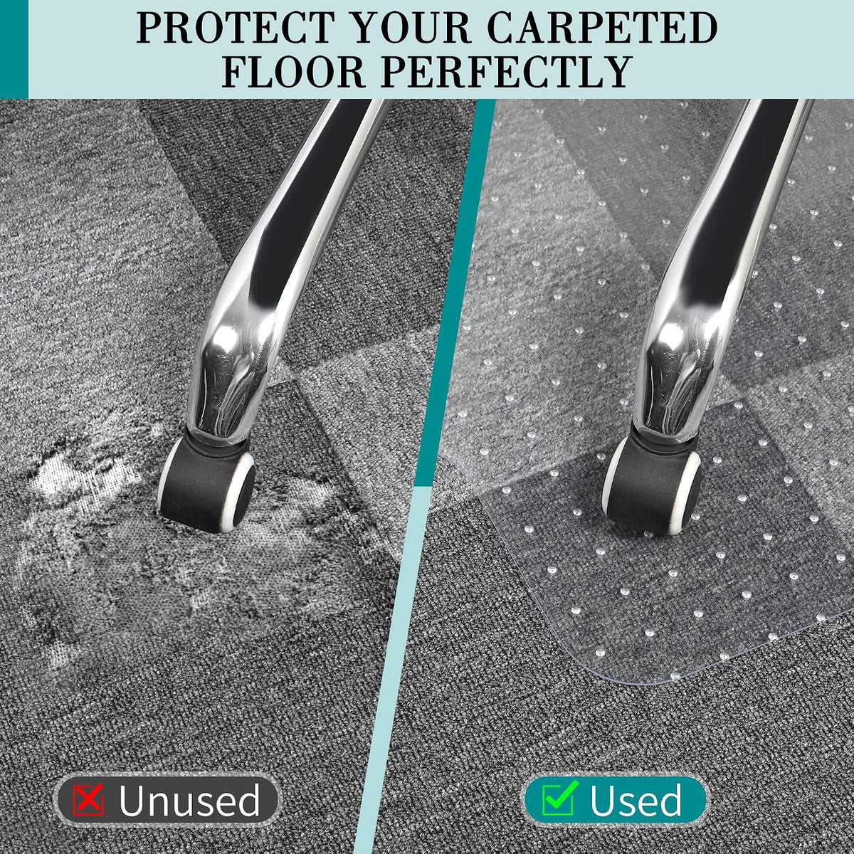 Office Chair Mat for Carpet, 30" x 48", Clear
