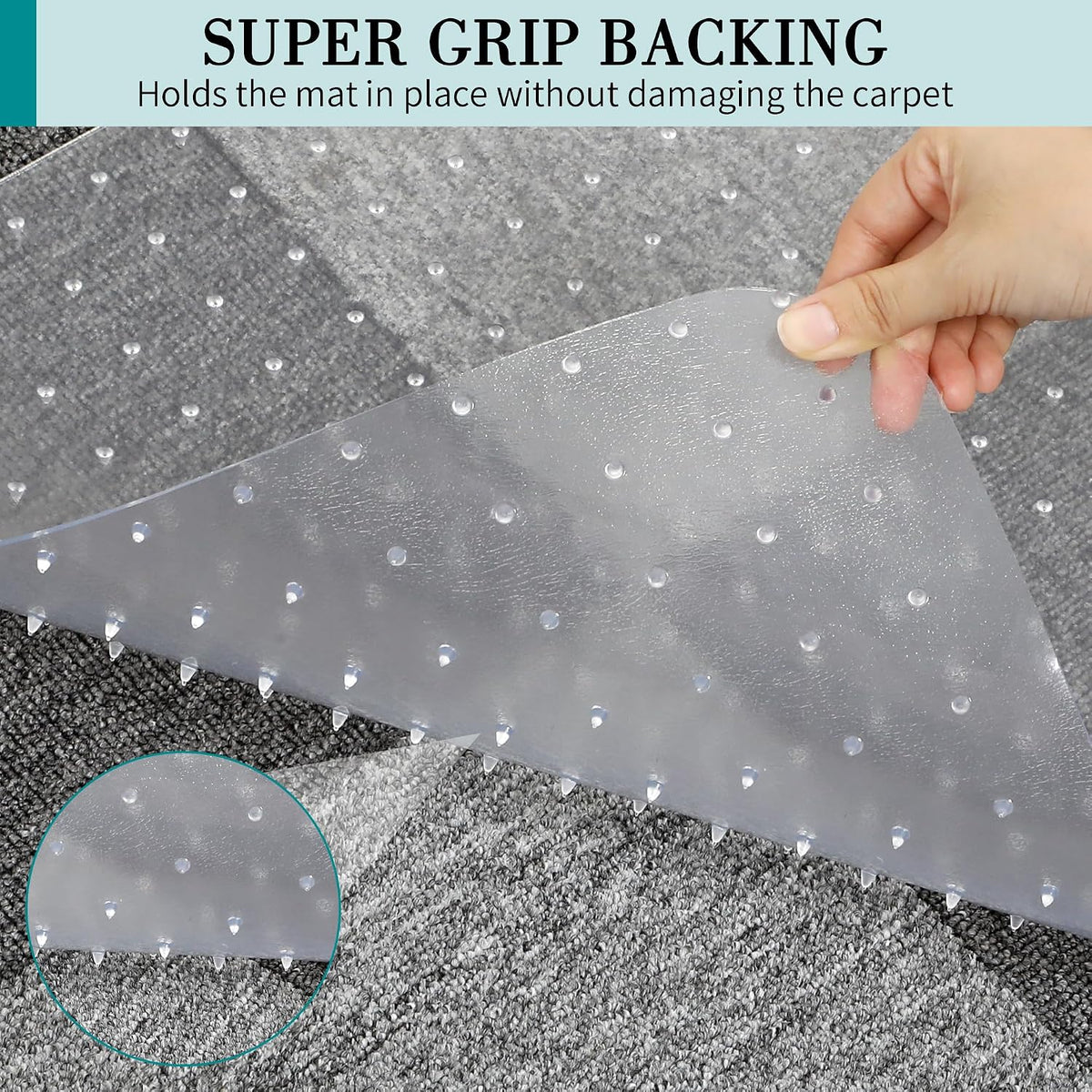 Office Chair Mat for Carpet, 30" x 48", Clear