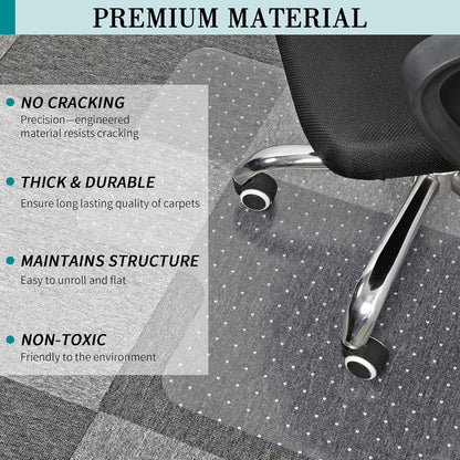 Office Chair Mat for Carpet, 30" x 48", Clear