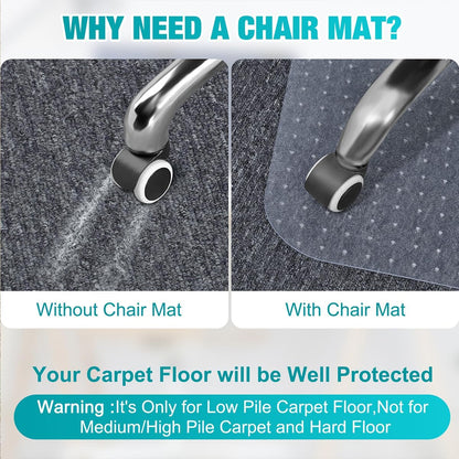 Office Chair Mat for Carpet, 30" x 48", Clear
