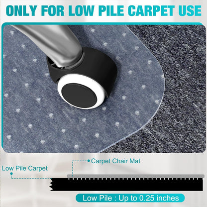 Office Chair Mat for Carpet, 30" x 48", Clear