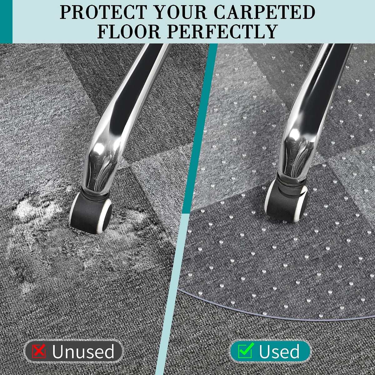Office Chair Mat for Carpet, 30" x 48", Clear