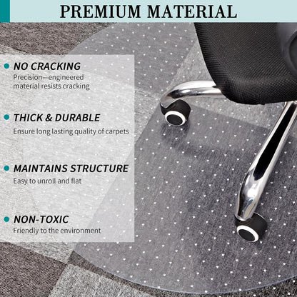 Office Chair Mat for Carpet, 30" x 48", Clear