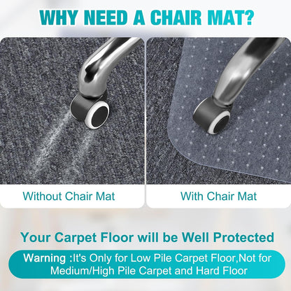 Office Chair Mat for Carpet, 30" x 48", Clear