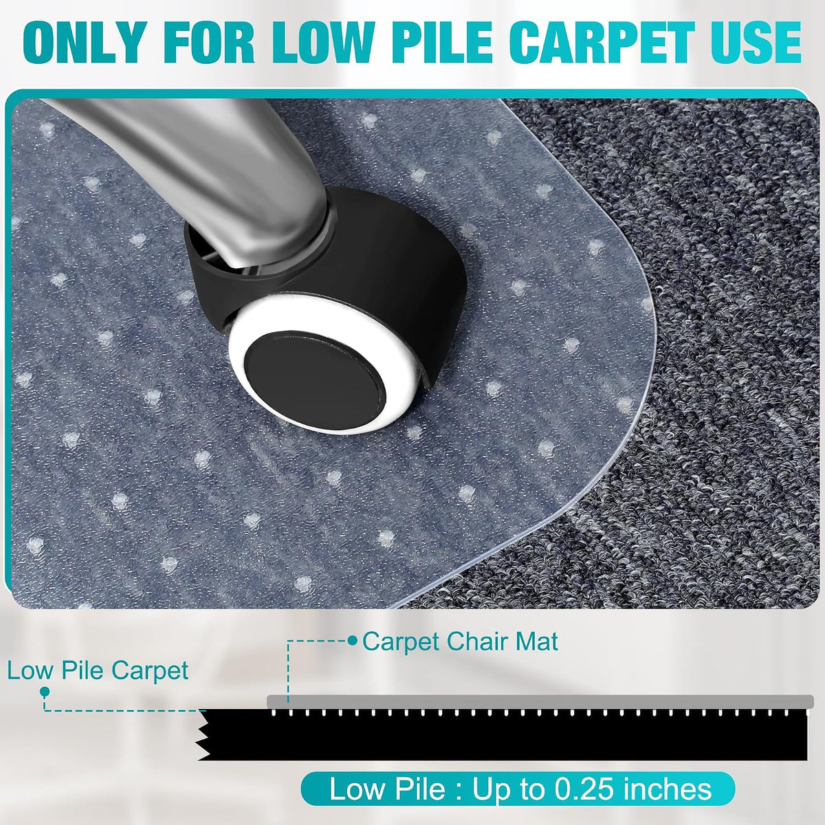 Office Chair Mat for Carpet, 30" x 48", Clear
