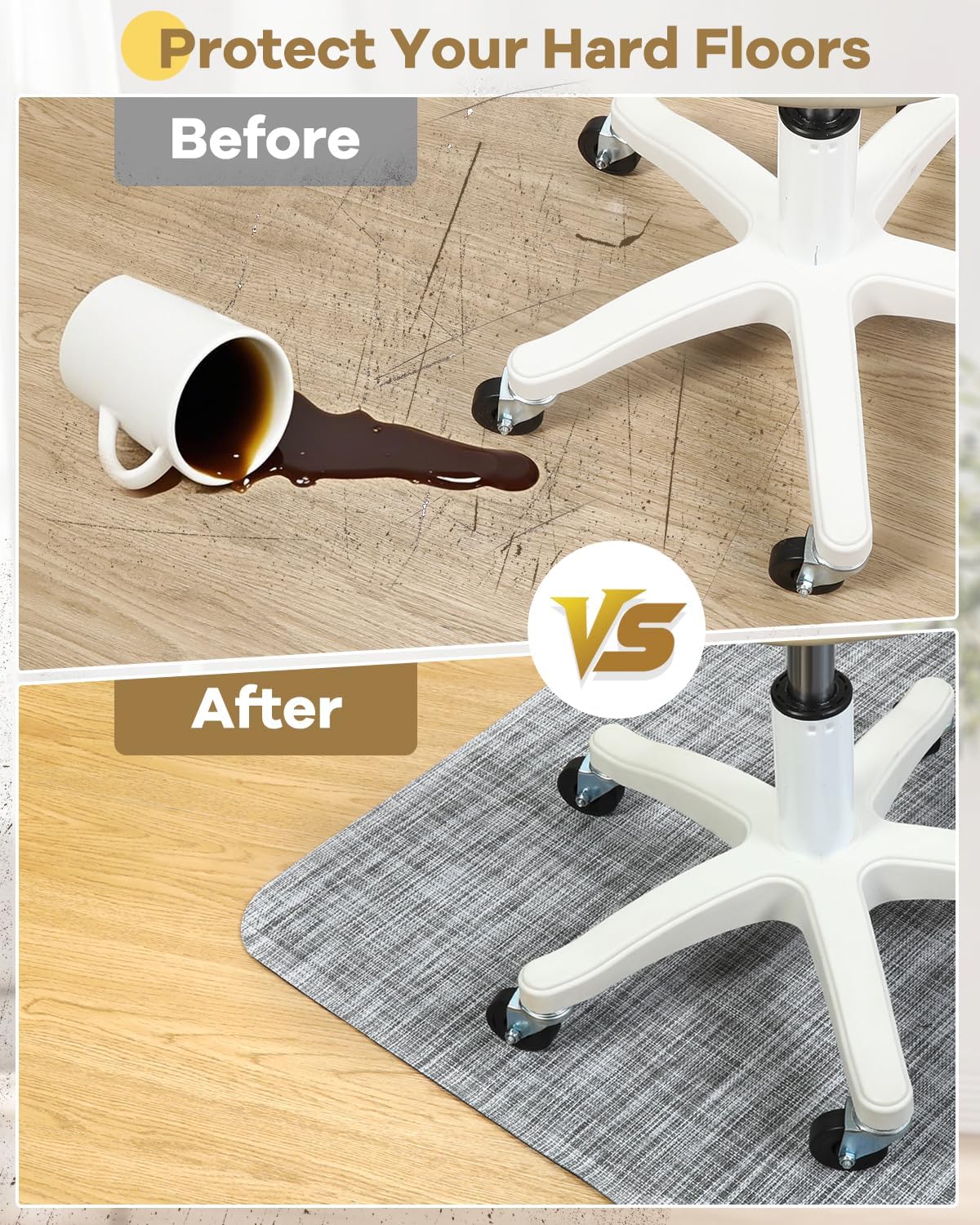 Office Chair Mat for Carpet, 30" x 48", Clear