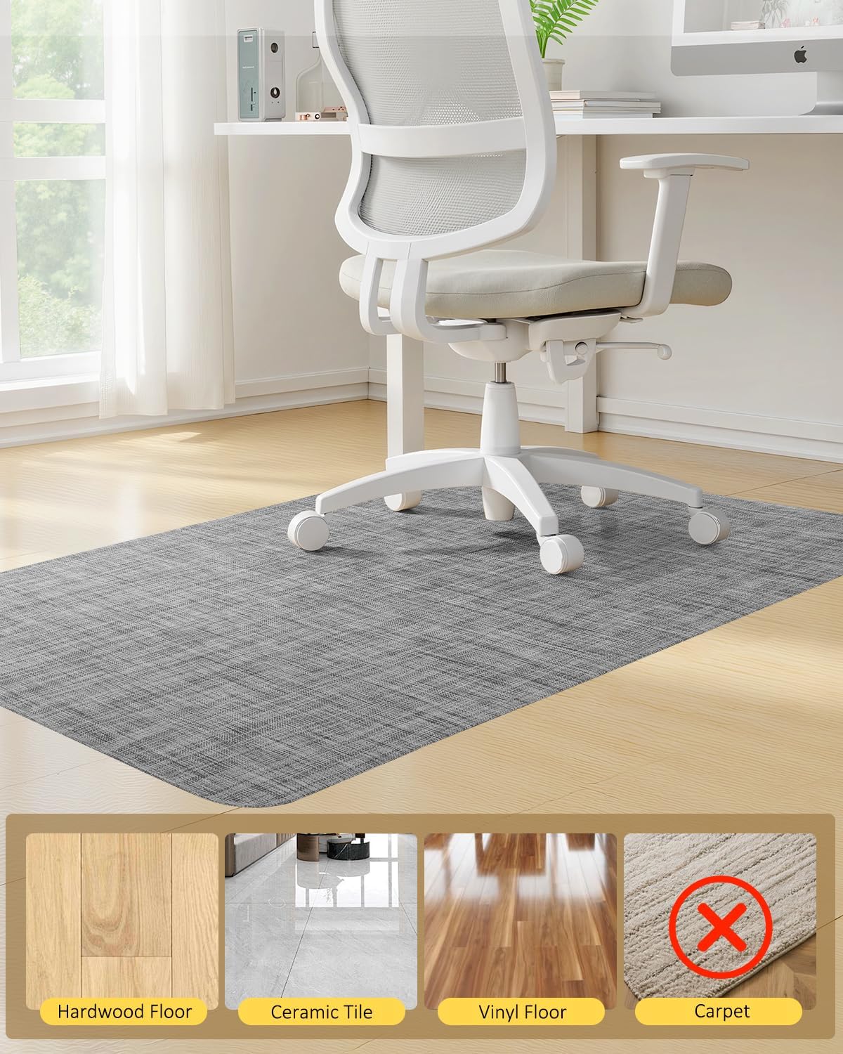 Office Chair Mat for Carpet, 30" x 48", Clear