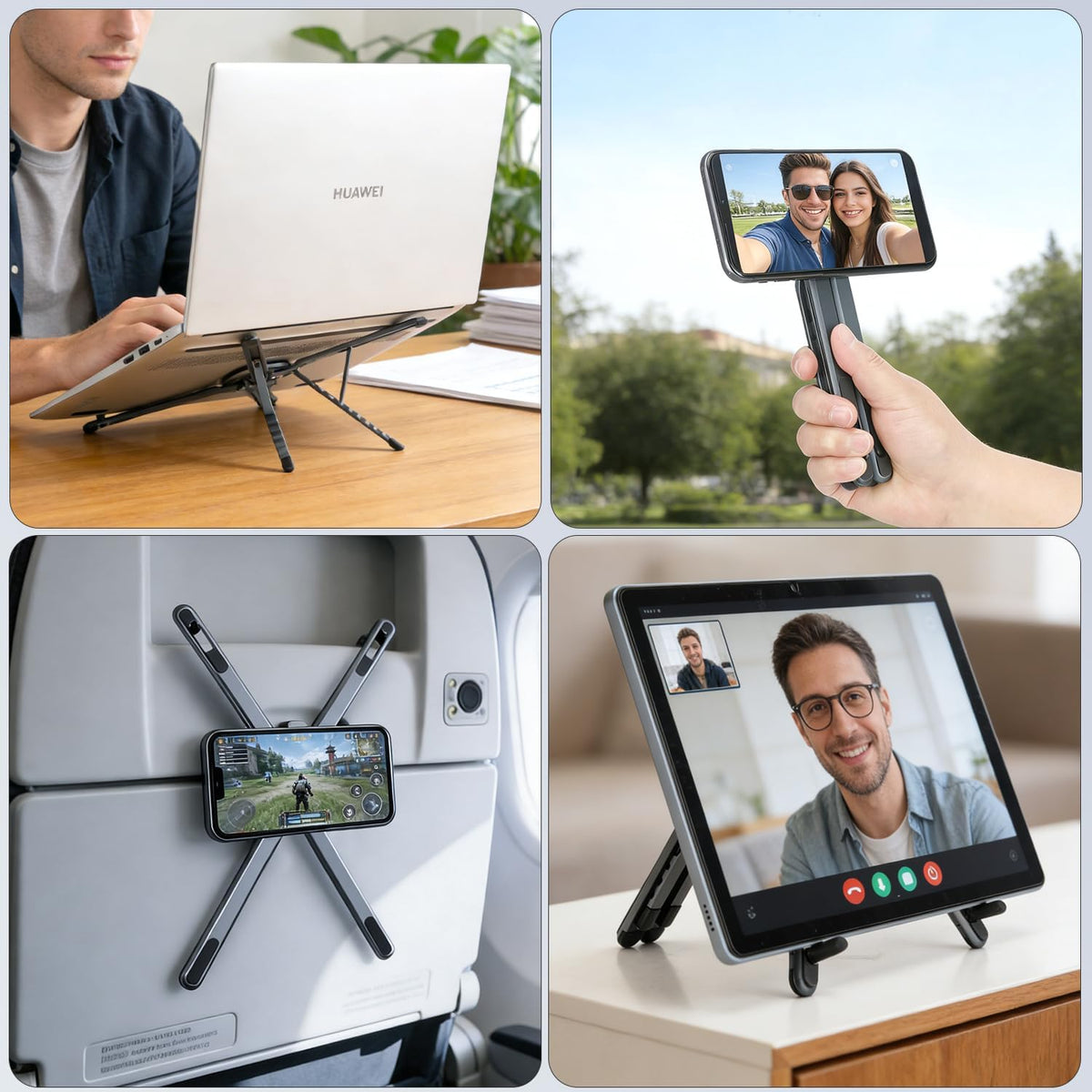 Portable Laptop Stand for Desk & Travel, Foldable Computer Riser