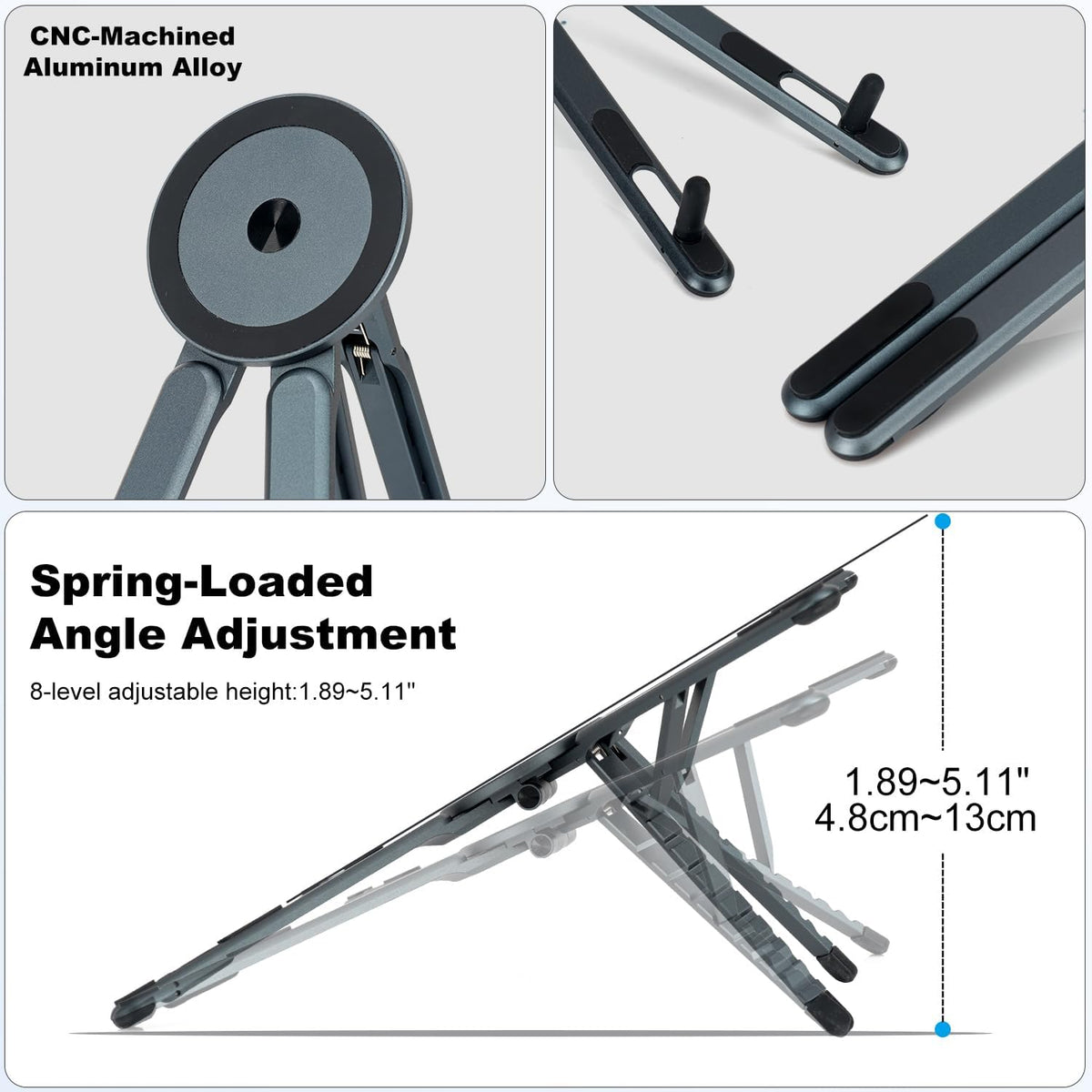 Portable Laptop Stand for Desk & Travel, Foldable Computer Riser