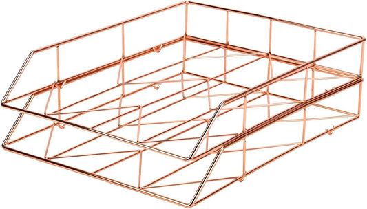 Desktop Letter Tray, Rose Gold Wire Metal - 855U03-12