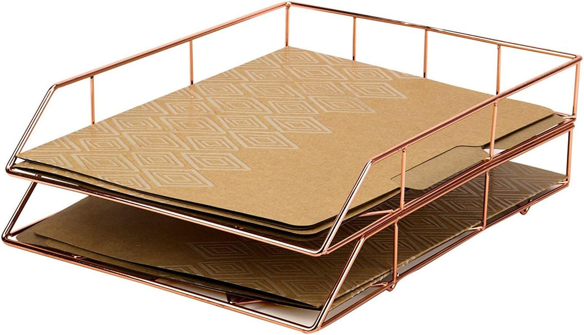 Desktop Letter Tray, Rose Gold Wire Metal - 855U03-12