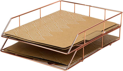 Desktop Letter Tray, Rose Gold Wire Metal - 855U03-12