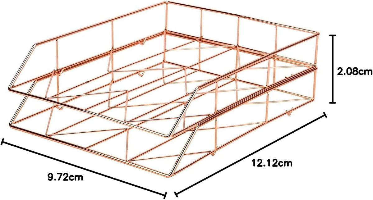 Desktop Letter Tray, Rose Gold Wire Metal - 855U03-12