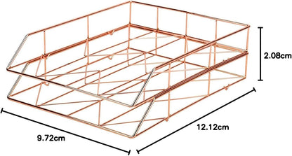Desktop Letter Tray, Rose Gold Wire Metal - 855U03-12