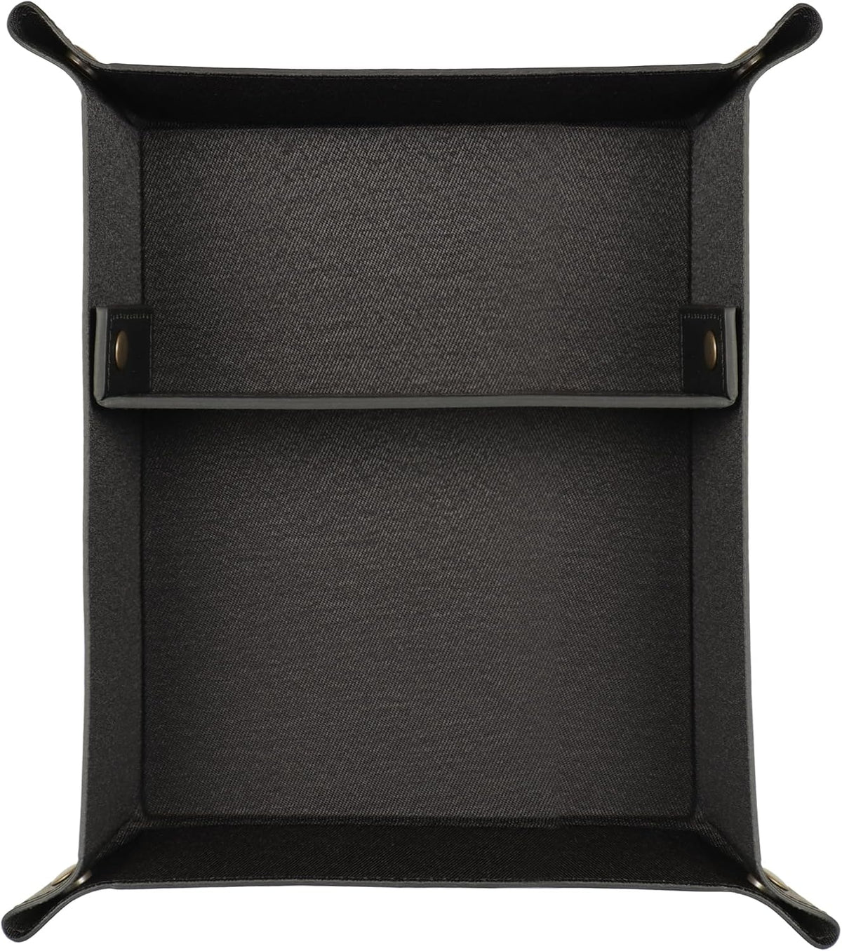 PU Vegan Leather Valet Tray for Men — Catchall EDC for Keys, Wallet, Watch, AirPods — Nightstand & Entryway Tray, Snap Corners Fold Flat for Travel, 9.45 x 7.87 in, Light Brown