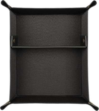 PU Vegan Leather Valet Tray for Men — Catchall EDC for Keys, Wallet, Watch, AirPods — Nightstand & Entryway Tray, Snap Corners Fold Flat for Travel, 9.45 x 7.87 in, Light Brown