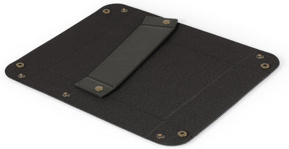 PU Vegan Leather Valet Tray for Men — Catchall EDC for Keys, Wallet, Watch, AirPods — Nightstand & Entryway Tray, Snap Corners Fold Flat for Travel, 9.45 x 7.87 in, Light Brown