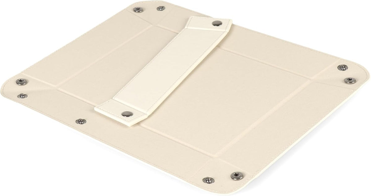 PU Vegan Leather Valet Tray for Men — Catchall EDC for Keys, Wallet, Watch, AirPods — Nightstand & Entryway Tray, Snap Corners Fold Flat for Travel, 9.45 x 7.87 in, Light Brown