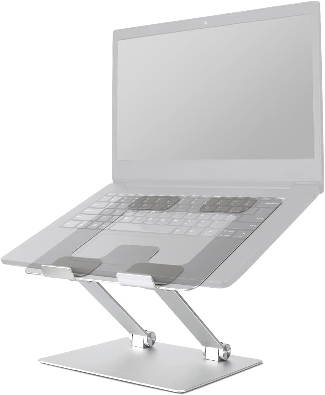 Sturdy and Portable Ergonomic Laptop Stand for Desk, Height Adjustable Riser with Ventilated Cooling, Foldable, Fits all Laptops up to 15.6 Inch, Silver