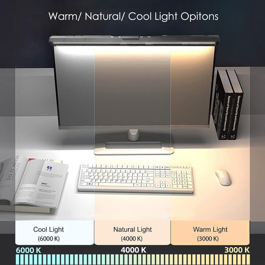 USB LED Lamp for Computer Monitor - Adjustable Brightness & Color Temperature, USB Powered, Matte Graffiti Finish, 40 cm, 5W, Eye-Care, Easy Installation, Perfect for Reading, Laptop, and Study