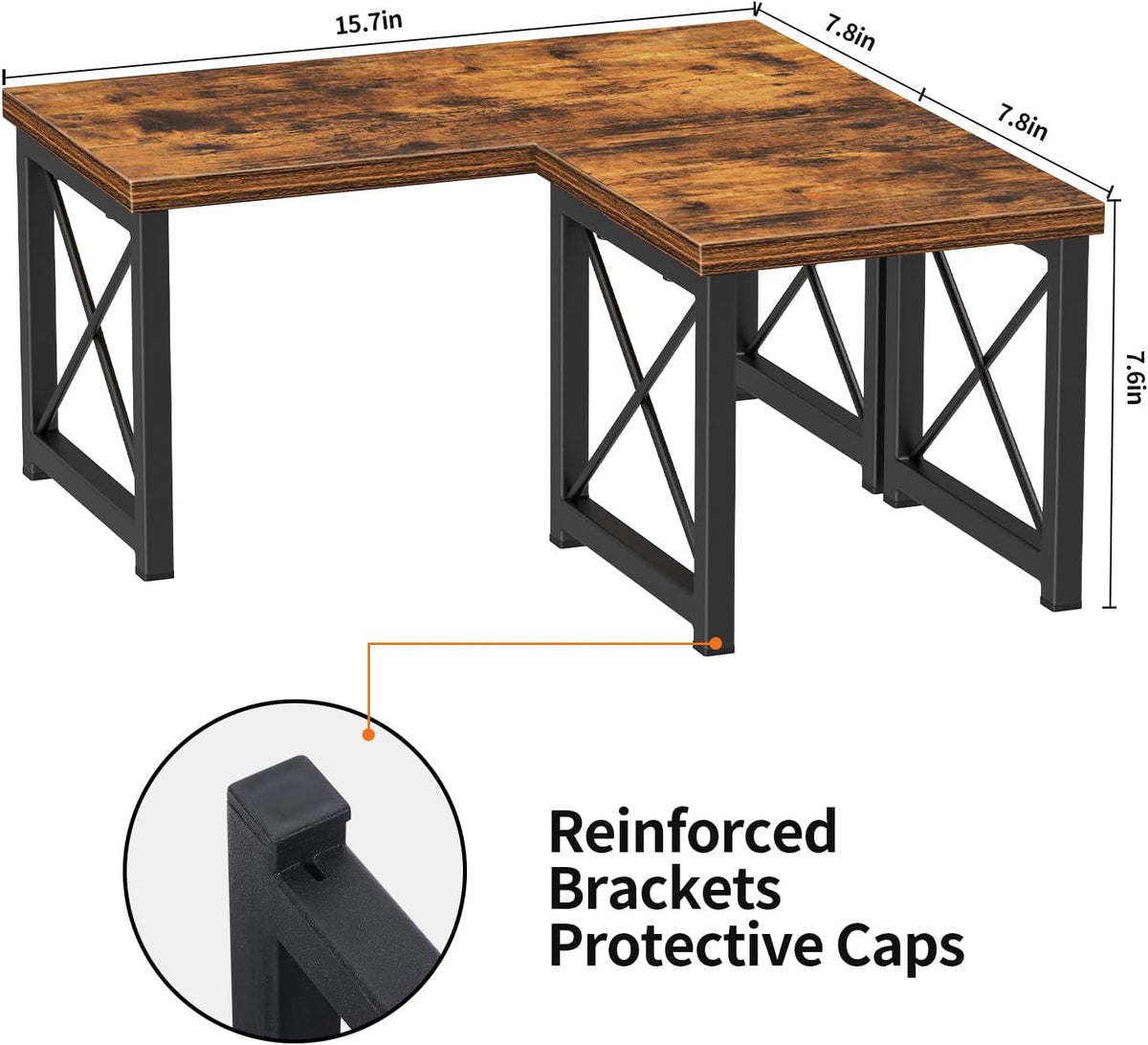 Desk Shelf Organizer, Desk Shelf for Top of Desk, 2 Tier Adjustable Small Bookshelf Organizer, Freestanding Stackable Desktop Stand, Kitchen Counter Display Rack, Rustic Brown
