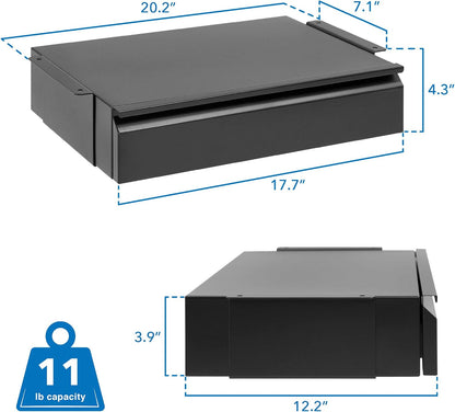 ! Under Desk Pull-Out Drawer, Heavy-Duty Steel Under Table Slide-Out Storage Organizer, Smooth Glide Track, Fits Desks Over 0.71″ Thick, 11 lb Capacity
