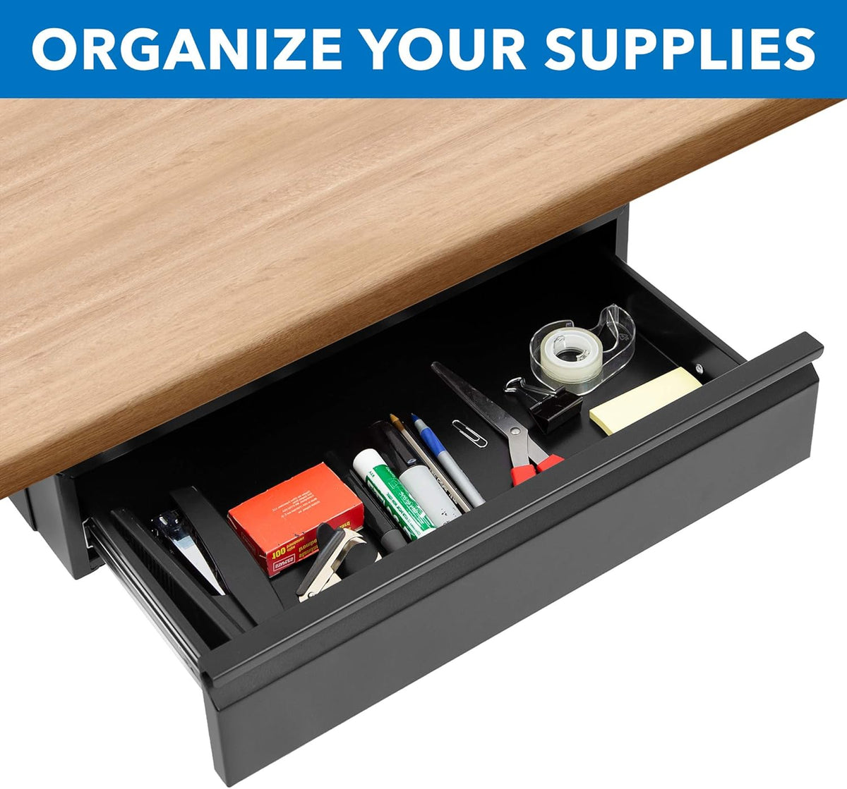 ! Under Desk Pull-Out Drawer, Heavy-Duty Steel Under Table Slide-Out Storage Organizer, Smooth Glide Track, Fits Desks Over 0.71″ Thick, 11 lb Capacity
