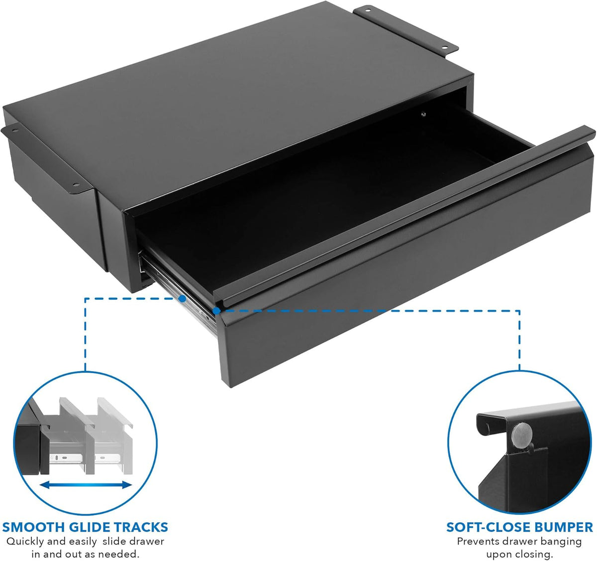 ! Under Desk Pull-Out Drawer, Heavy-Duty Steel Under Table Slide-Out Storage Organizer, Smooth Glide Track, Fits Desks Over 0.71″ Thick, 11 lb Capacity