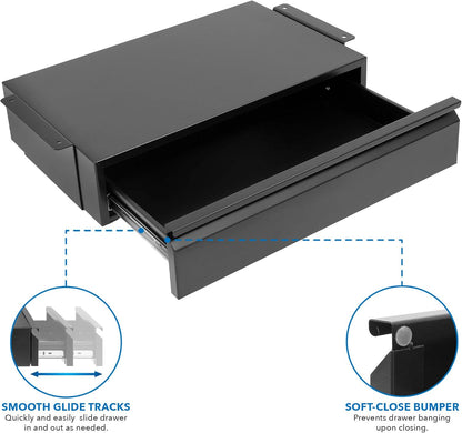 ! Under Desk Pull-Out Drawer, Heavy-Duty Steel Under Table Slide-Out Storage Organizer, Smooth Glide Track, Fits Desks Over 0.71″ Thick, 11 lb Capacity