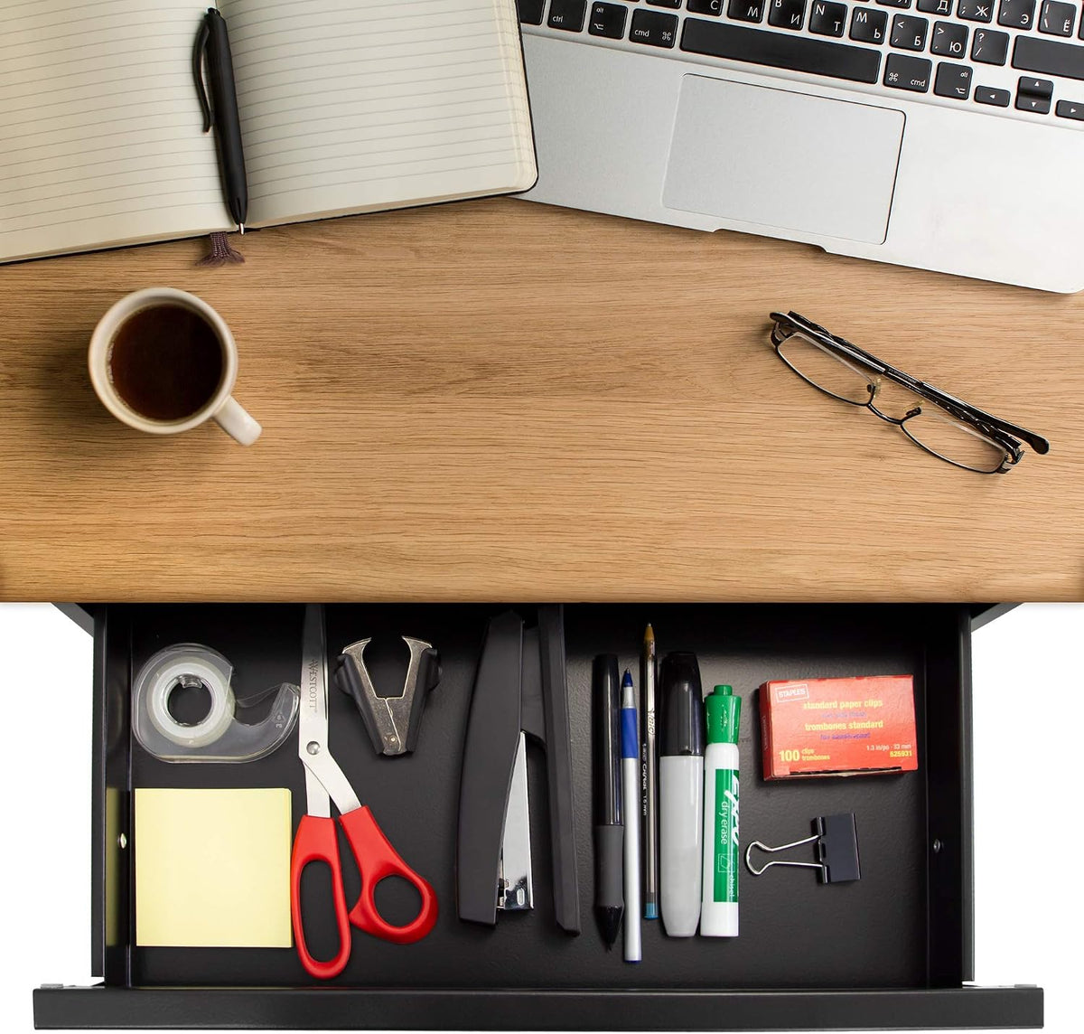 ! Under Desk Pull-Out Drawer, Heavy-Duty Steel Under Table Slide-Out Storage Organizer, Smooth Glide Track, Fits Desks Over 0.71″ Thick, 11 lb Capacity