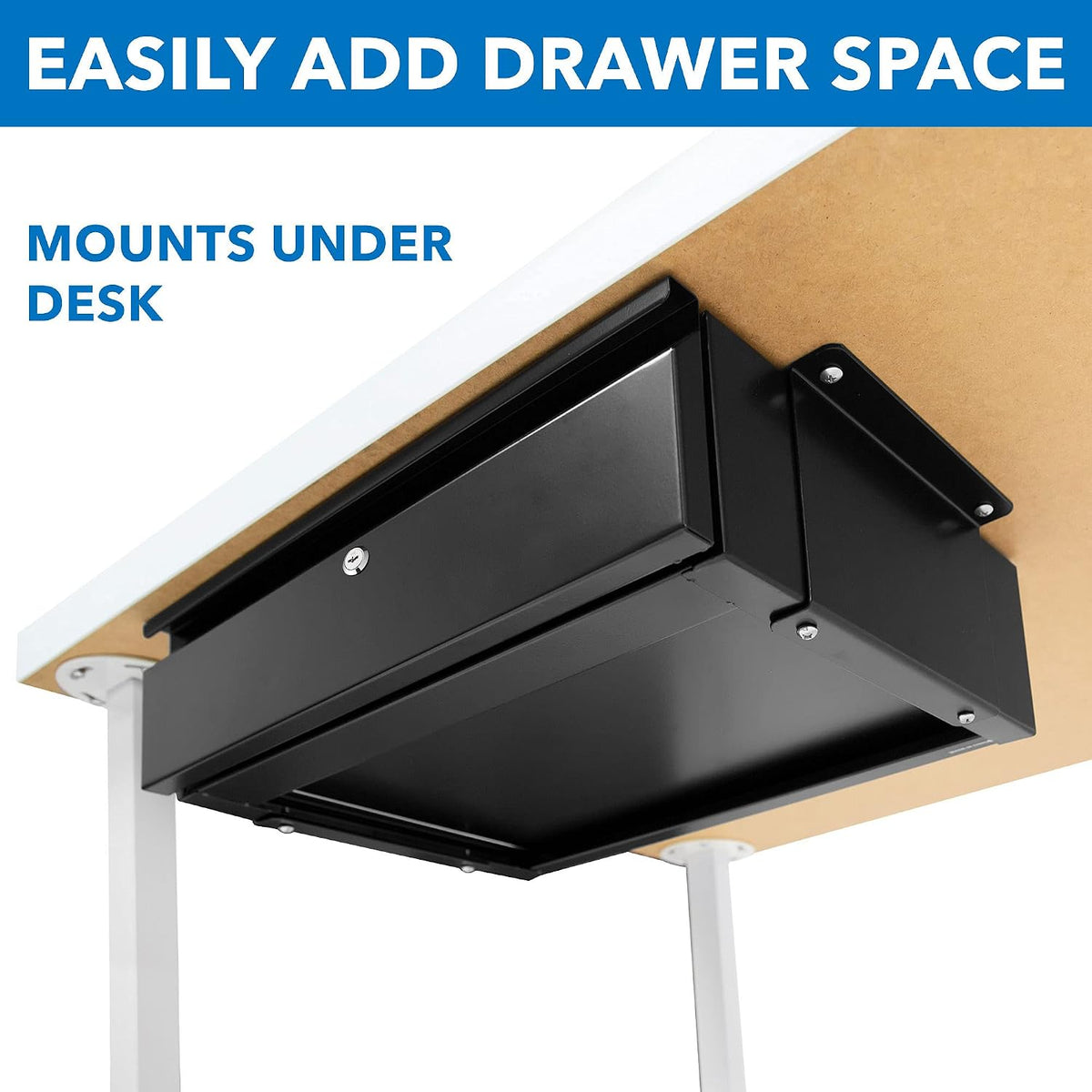 ! Under Desk Pull-Out Drawer, Heavy-Duty Steel Under Table Slide-Out Storage Organizer, Smooth Glide Track, Fits Desks Over 0.71″ Thick, 11 lb Capacity