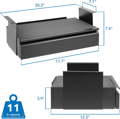 ! Under Desk Pull-Out Drawer, Heavy-Duty Steel Under Table Slide-Out Storage Organizer, Smooth Glide Track, Fits Desks Over 0.71″ Thick, 11 lb Capacity